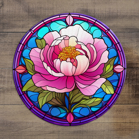Peony Circular Glass Suncatcher Worktop Saver